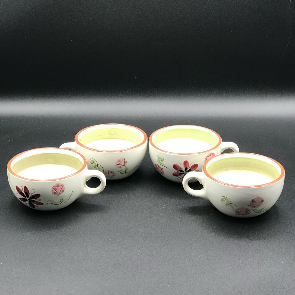 Vintage Stangl Pottery Carnival Set of 4 Coffee Tea Mugs MCM made from 1955-1978